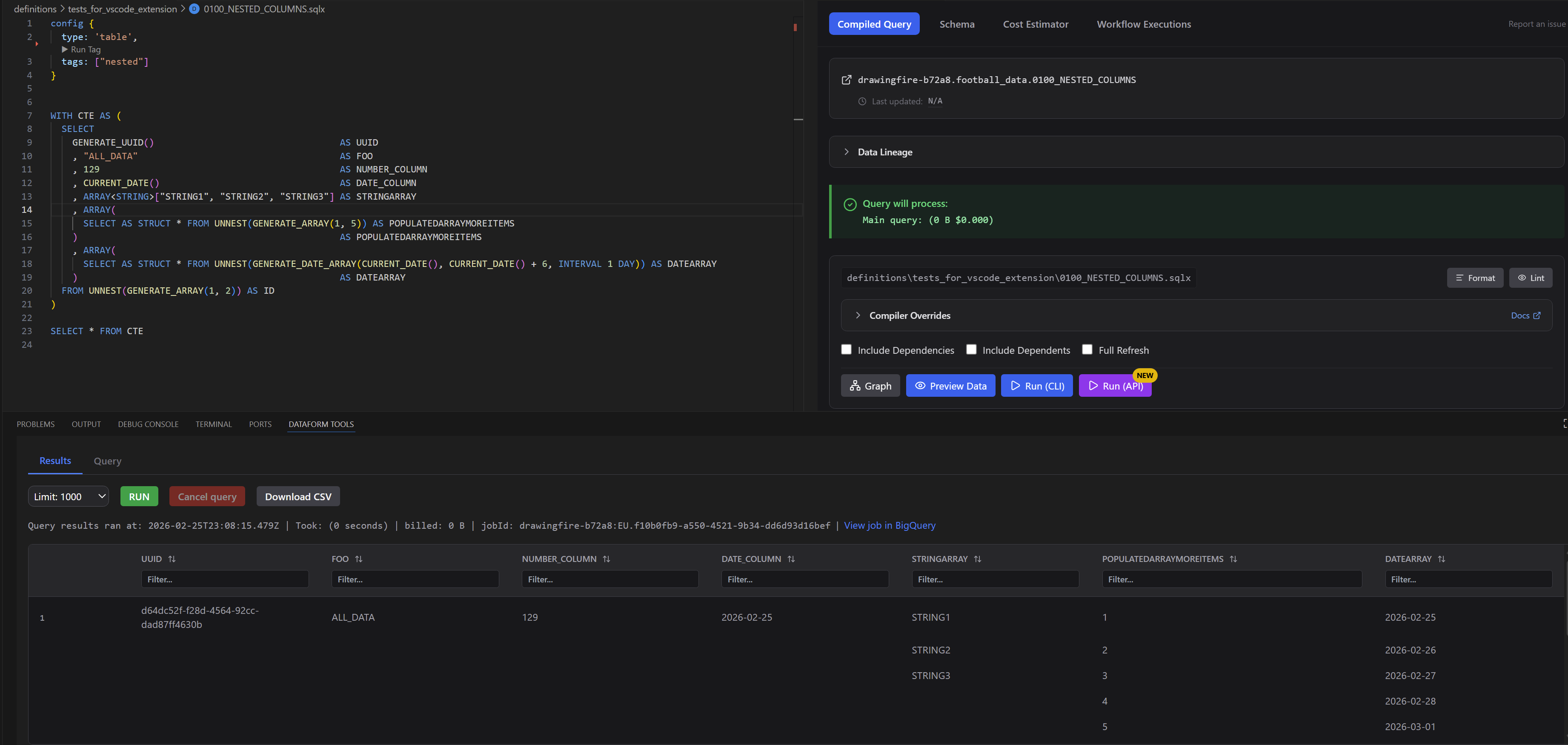 Preview query results demonstration